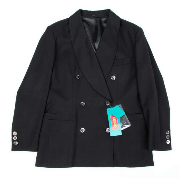 KENZO PARIS Wool shawl collar double jacket Black M | PLAYFUL