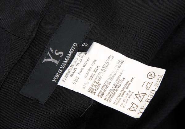 SALE】ワイズY's イラクサシルク半袖スタンドカラーシャツ 黒3