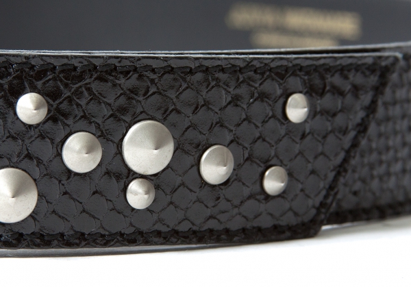 JUNYA WATANABE Python leather studded belt Black | PLAYFUL