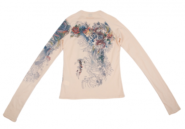 Jean Paul GAULTIER monsieur Tattoo print tops Beige S | PLAYFUL