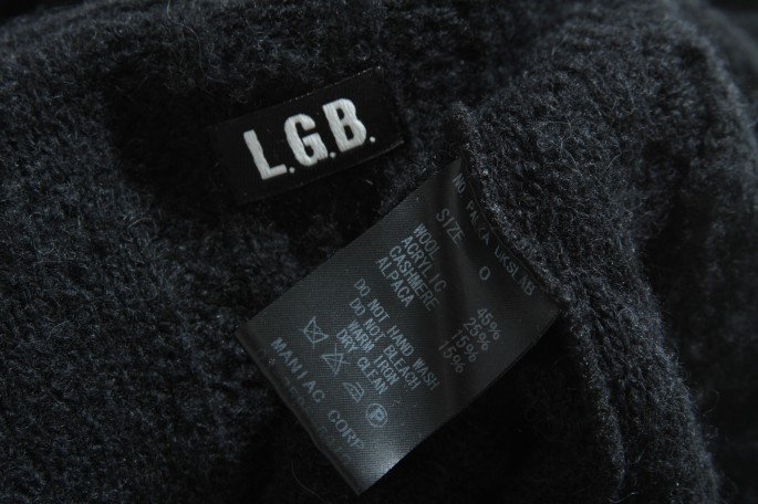 ルグランブルーL.G.B ダブルジップパーカーニット黒0/LGB