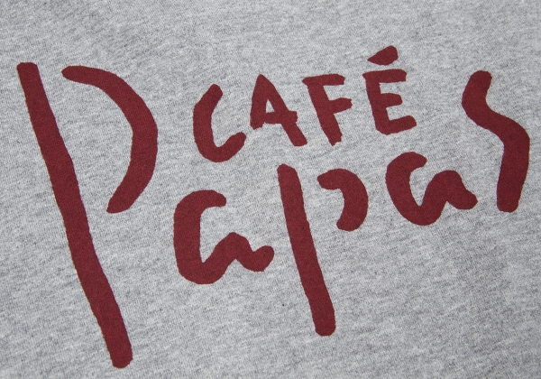 パパスPapas Cafe papsプリントTシャツ グレーL