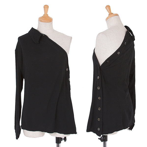 ANN DEMEULEMEESTER Asymmetric Shirt Design Tops Black 40 | PLAYFUL