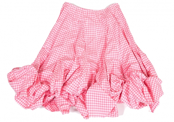 COMME des GARCONS Gingham Check Gored Skirt Pink,White M | PLAYFUL