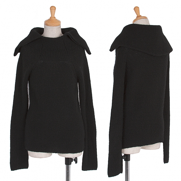 SALE】ワイズY's ビッグカラーデザインニットセーター 黒3