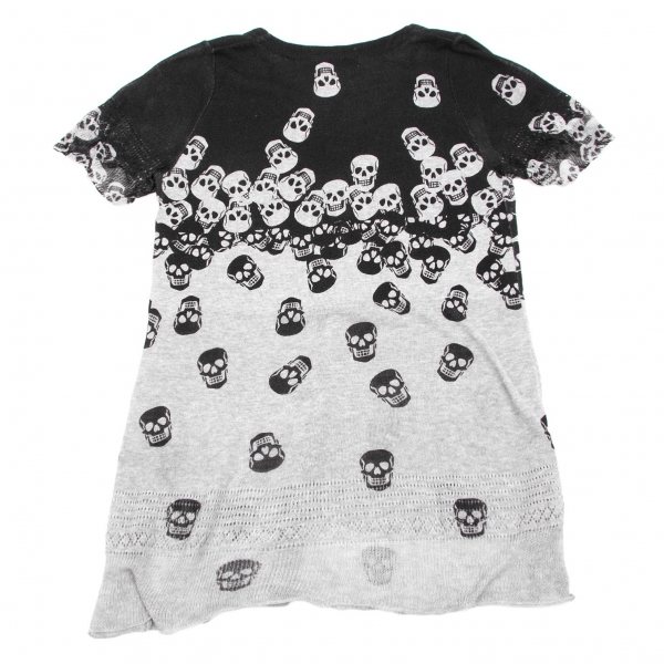 SALE) HYSTERIC GLAMOUR Skull Printed Knit T Shirt Grey