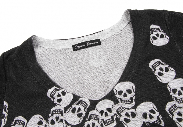 SALE) HYSTERIC GLAMOUR Skull Printed Knit T Shirt Grey