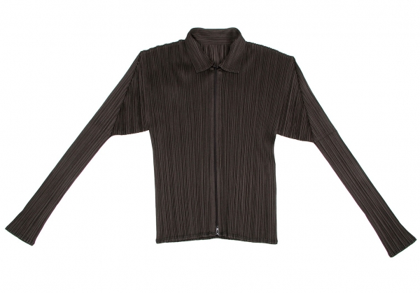 PLEATS PLEASE Pleated Zip Up Shirt Charcoal 3 | PLAYFUL