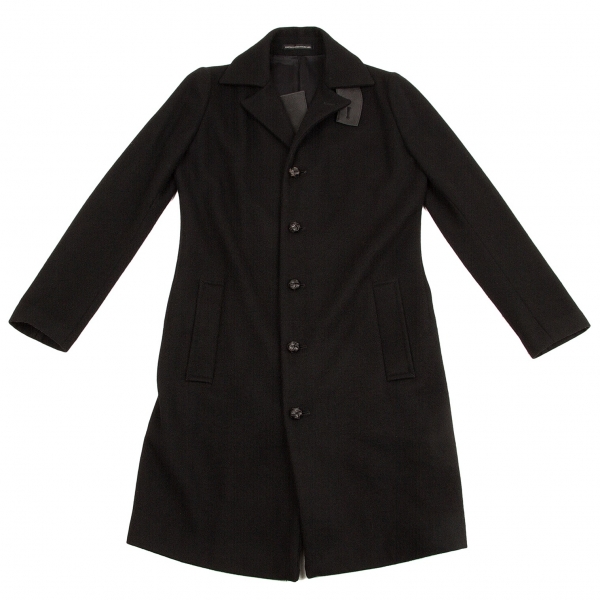 Y's Leather Parts Design Wool Nylon Coat Black 1 | PLAYFUL