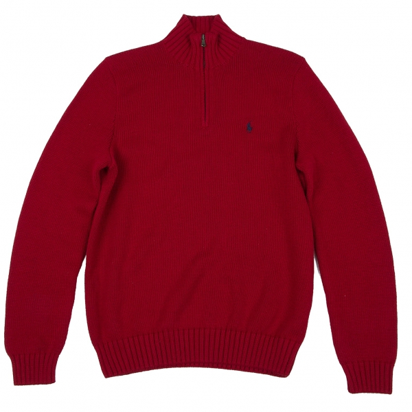 【美品】XLサイズ ローレンラルフローレン 赤ニット ドッキング シャツ