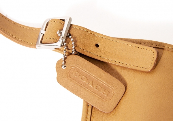 COACH Women's Purse Camel Leather H2S-9325 Adjustable Shoulder