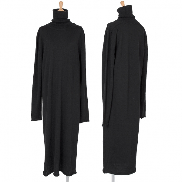 Yohji Yamamoto FEMME Hy-neck Wool Knit Dress Black S | PLAYFUL