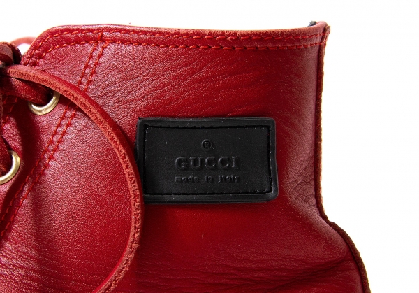 グッチGUCCI レザーハイカットスニーカー 赤黒22.5位