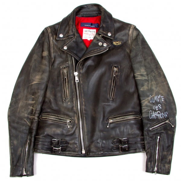 COMME des GARCONS Lewis Leathers Leather Jacket Black 36