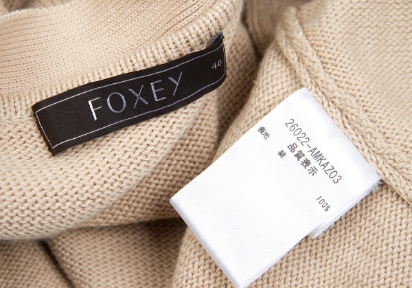 フォクシーブティック FOXEY BOUTIQUE リボン装飾五分袖コットンニット