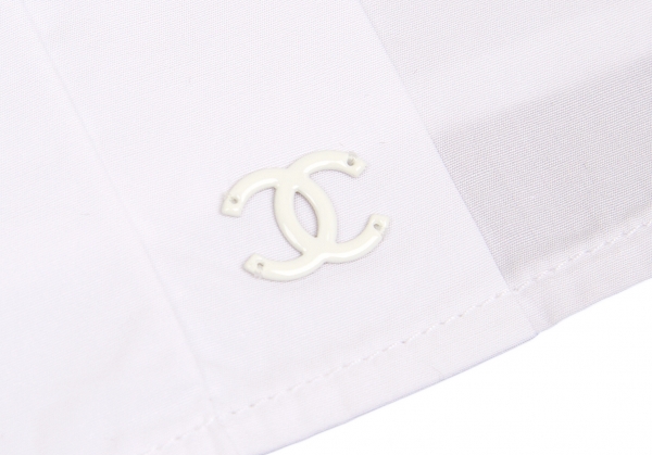 CHANEL Pleated Sleeveless Shirt White 38