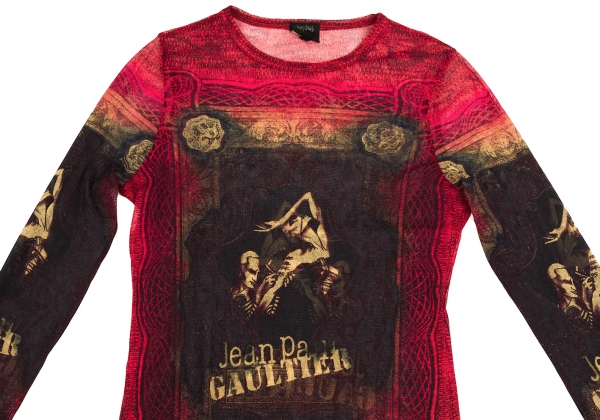 Jean-Paul GAULTIER FEMME Mesh T Shirt Red 40 | PLAYFUL