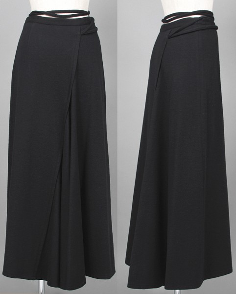 ヘルムートラングHELMUT LANG デザインウールスカート 黒60−88