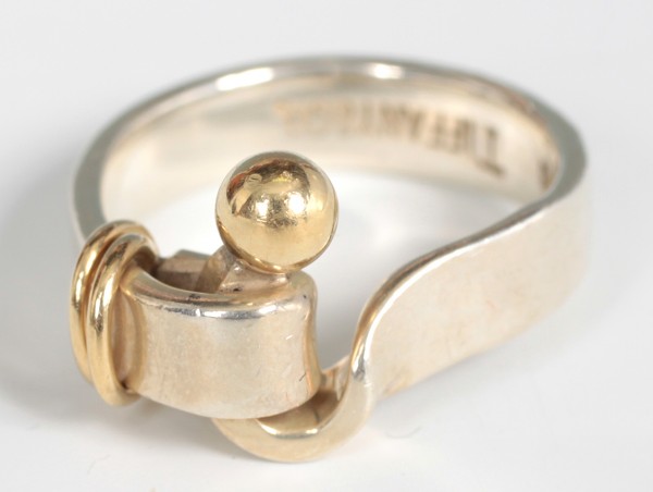 ティファニーtiffany Co デザインシルバーリング指輪 シルバー ゴールド6 5号