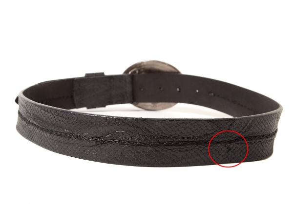 POST & CO Beads Design Buckle Python Emboss Belt Black | PLAYFUL