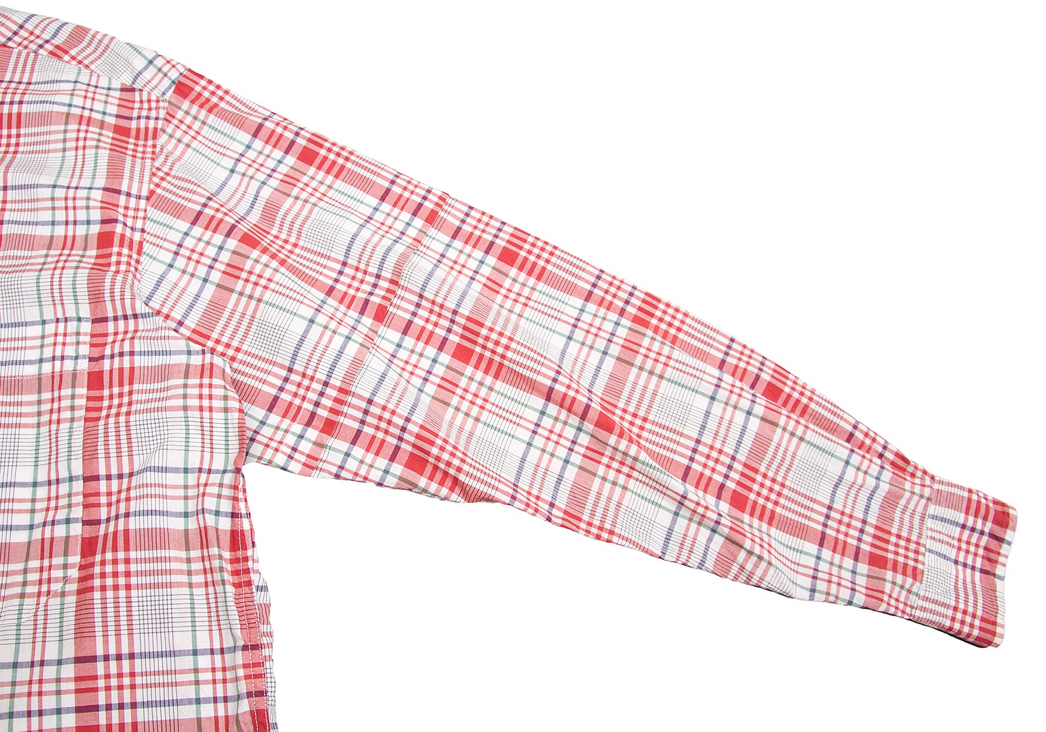 SALE】パパスPapas コットンチェックシャツ 赤マルチM