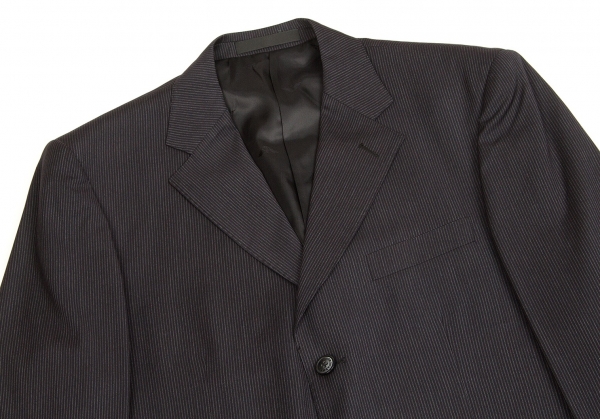 GIORGIO ARMANI Wool Silk Striped Jacket Navy,Grey 48 | PLAYFUL