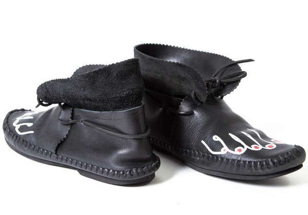 COMME des GARCONS Foot Printed Leather Shoes Black US 8 | PLAYFUL