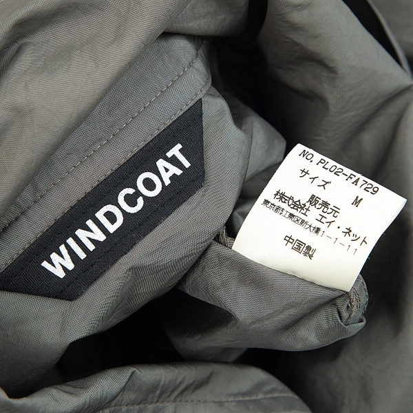 ウインドコートWINDCOAT フード脱着フライフロントナイロンロング