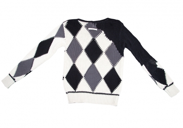 Jean-Paul GAULTIER Law Gauge Argyle Knit Sweater (Jumper) Black M ...