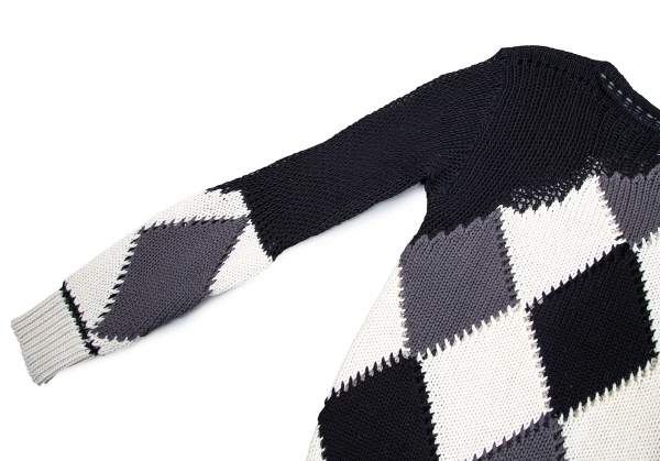 Jean-Paul GAULTIER Law Gauge Argyle Knit Sweater (Jumper) Black M