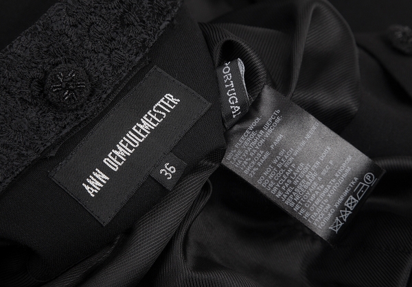 ANN DEMEULEMEESTER Embroidered Jacket Black 36 | PLAYFUL