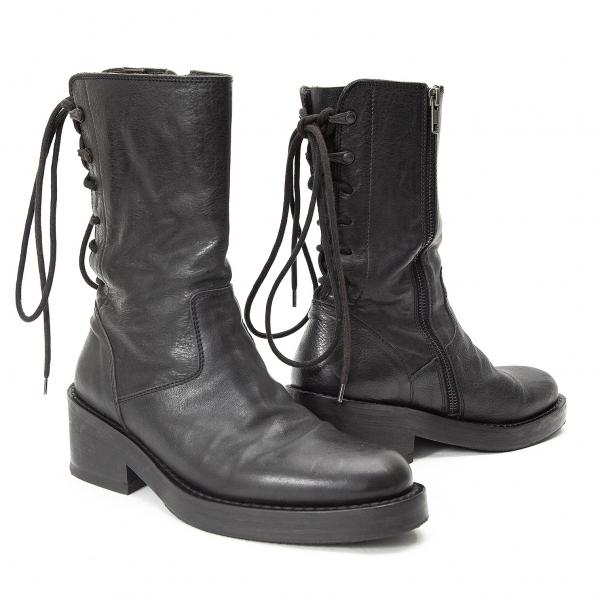 ANN DEMEULEMEESTER Back Lace-up Boots Black 38(About US7) | PLAYFUL