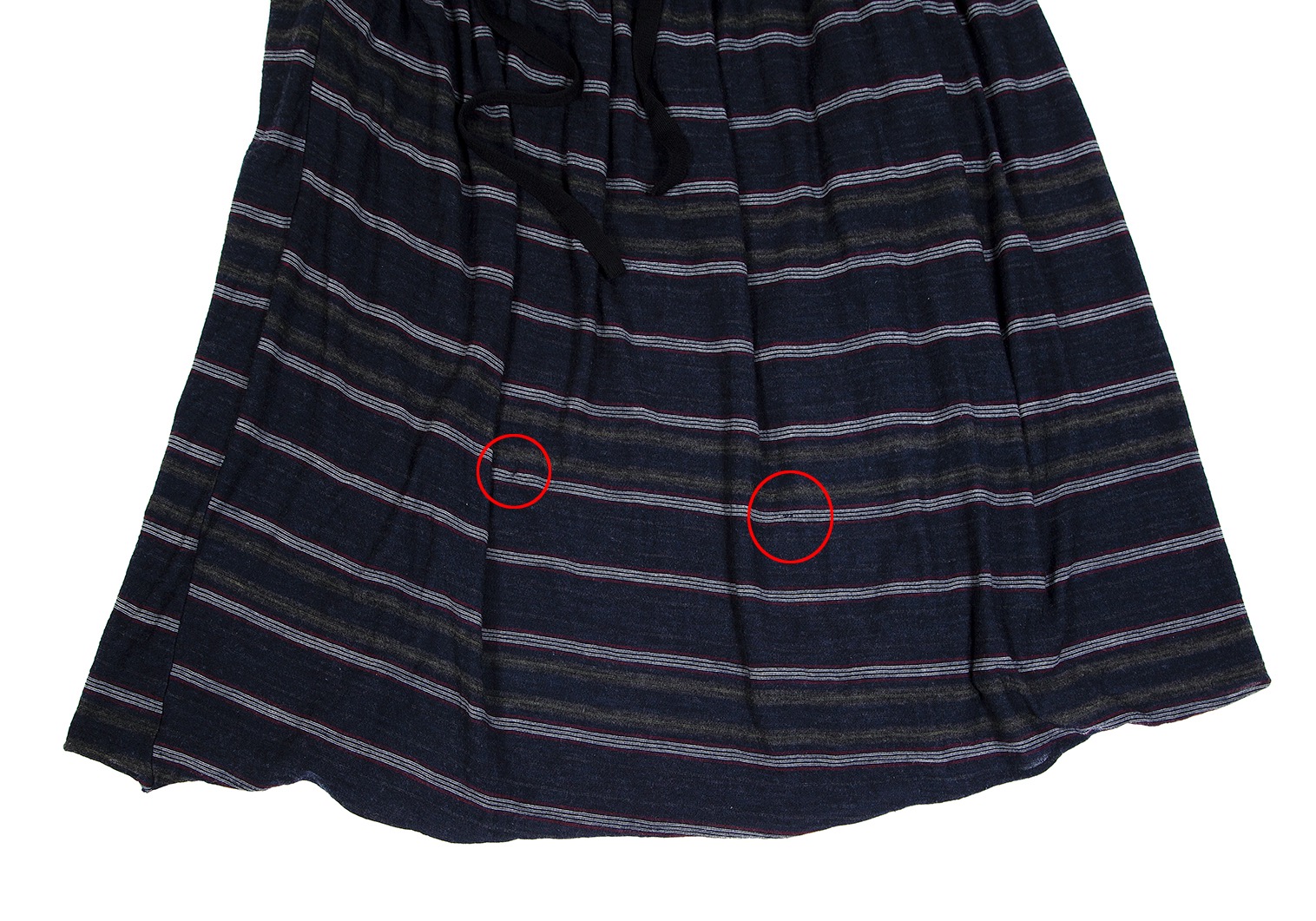 SALE】ワイズY's ウールボーダー織りハーフラップスカート 紺エンジ3