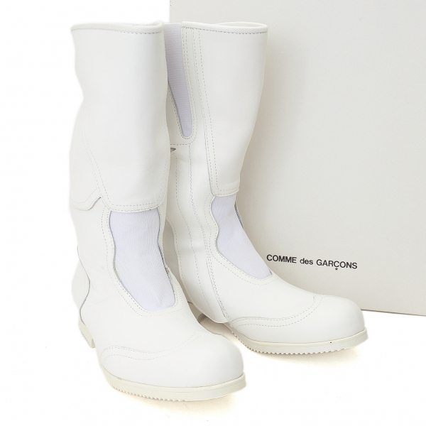 white leather biker boots