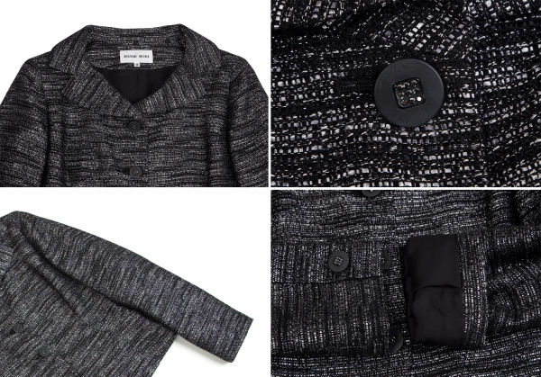 HANAE MORI Fancy Tweed Jacket & Skirt Black 38 | PLAYFUL