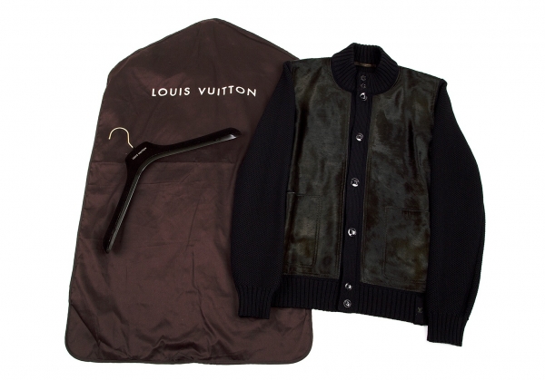 Louis Vuitton Leather and Knitted Wool Blouson BLACK. Size S0