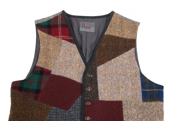 Papas Harris Tweed Patchwork Design Vest (Waistcoat) Multi-Color