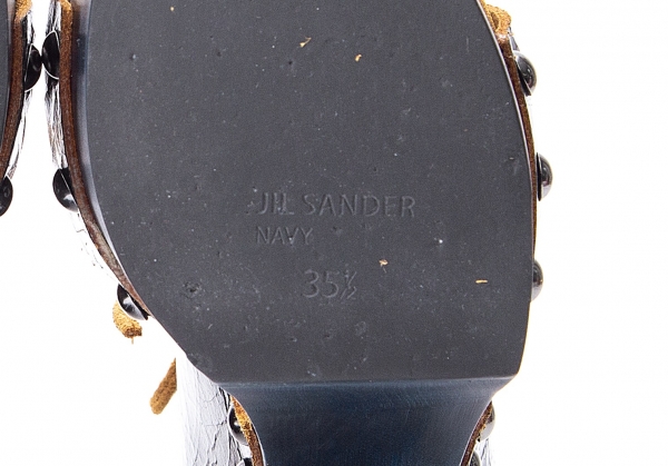 JIL SANDER NAVY Crack leather Heel ＆ Sandal Navy 35.5 | PLAYFUL