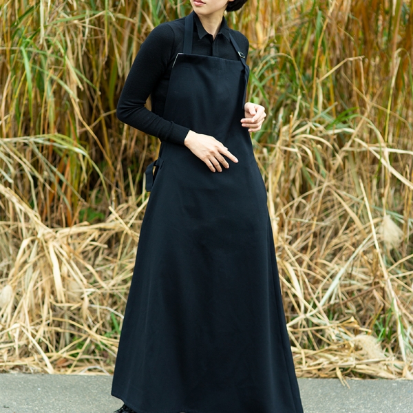 ローブドシャンブルY's ウールギャバ ジャンパースカート　ストラップドレス 黒