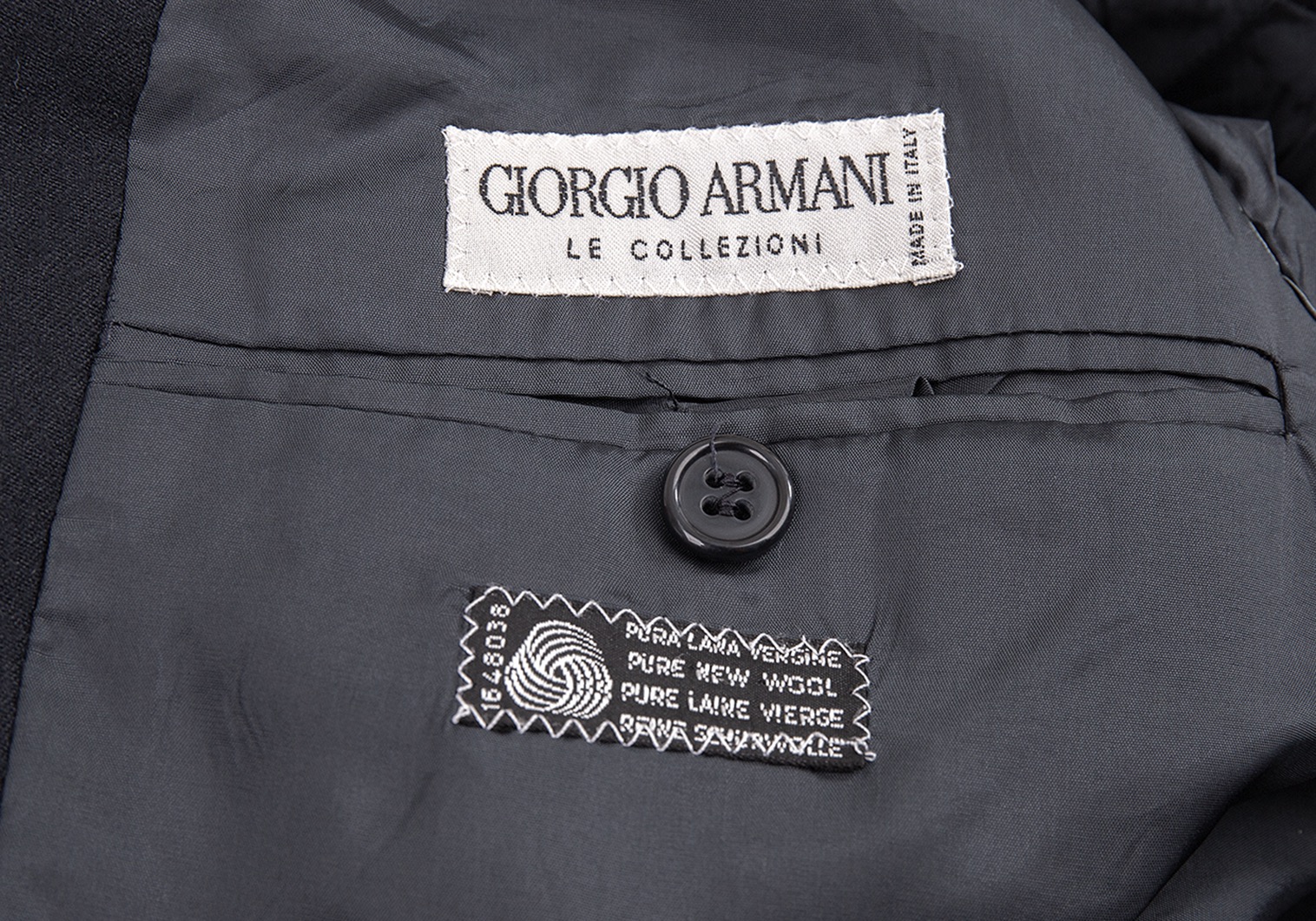 ジョルジオ アルマーニGIORGIO ARMANI フラノ2Bテーラードジャケット 紺M位