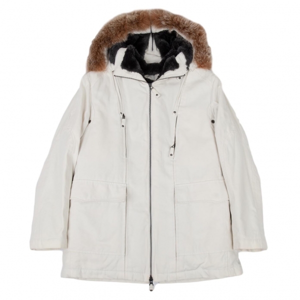Jean-Paul GAULTIER HOMME Fur Liner Zip Front Coat Ivory 46 | PLAYFUL