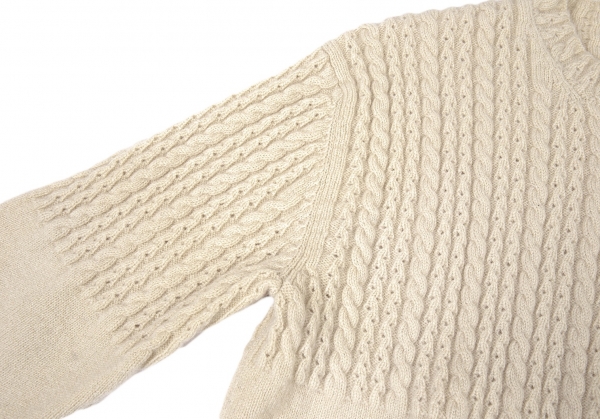 Yohji Yamamoto POUR HOMME Cable Knit Sweater (Jumper) Cream M-L