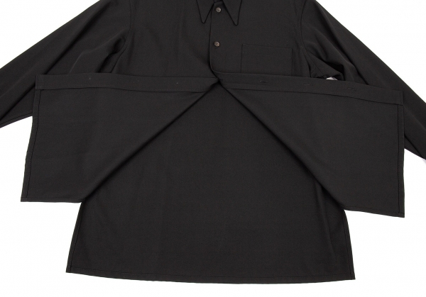 Y's Wool Gabardine Barrymore Collar Shirt Black S-M | PLAYFUL