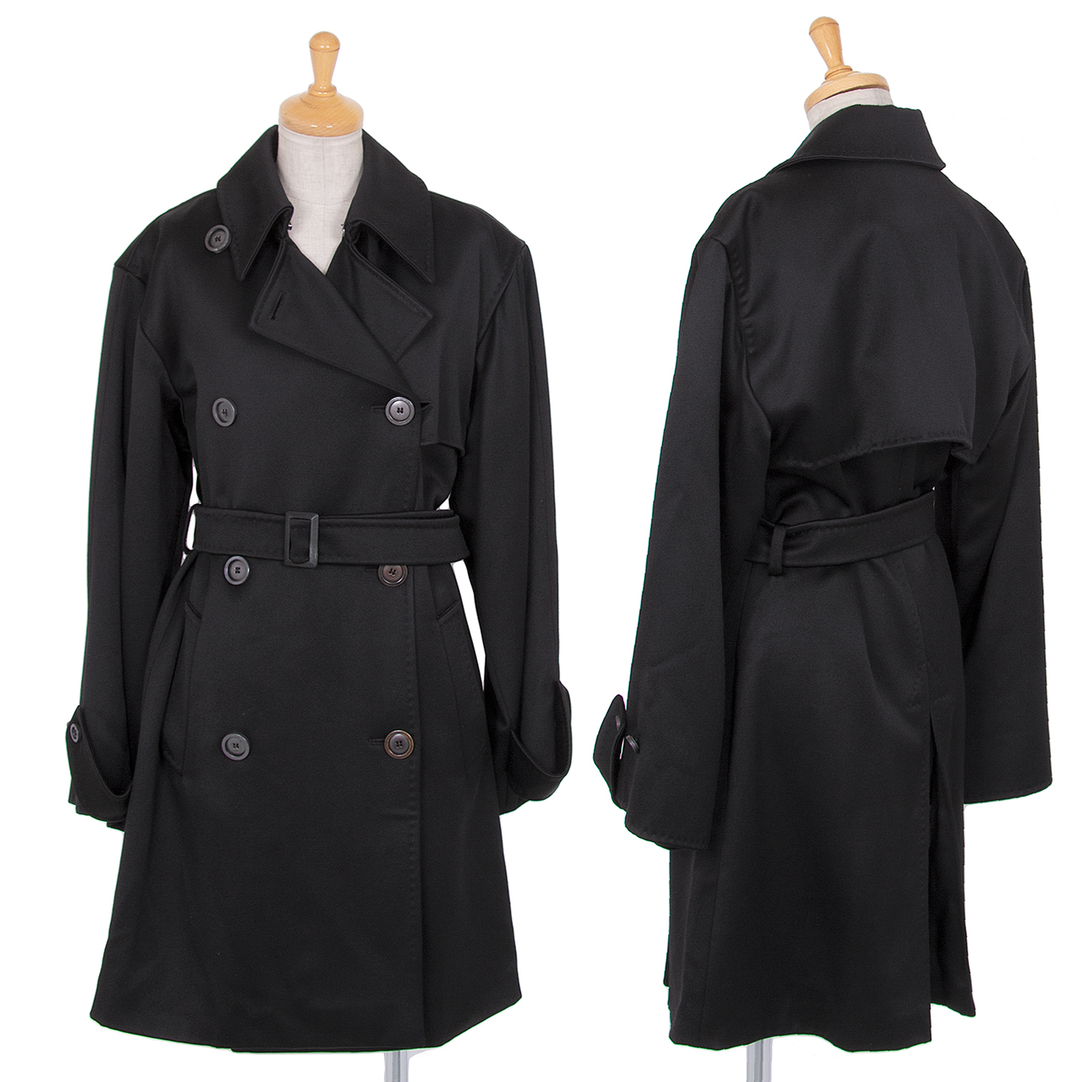 MaxMara Wool Trench Coat Black 38 | PLAYFUL