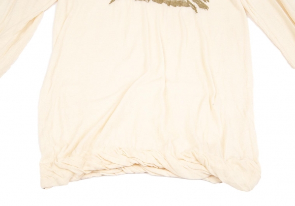 ANN DEMEULEMEESTER Bird Pattern Long Sleeve Shirt Beige M | PLAYFUL