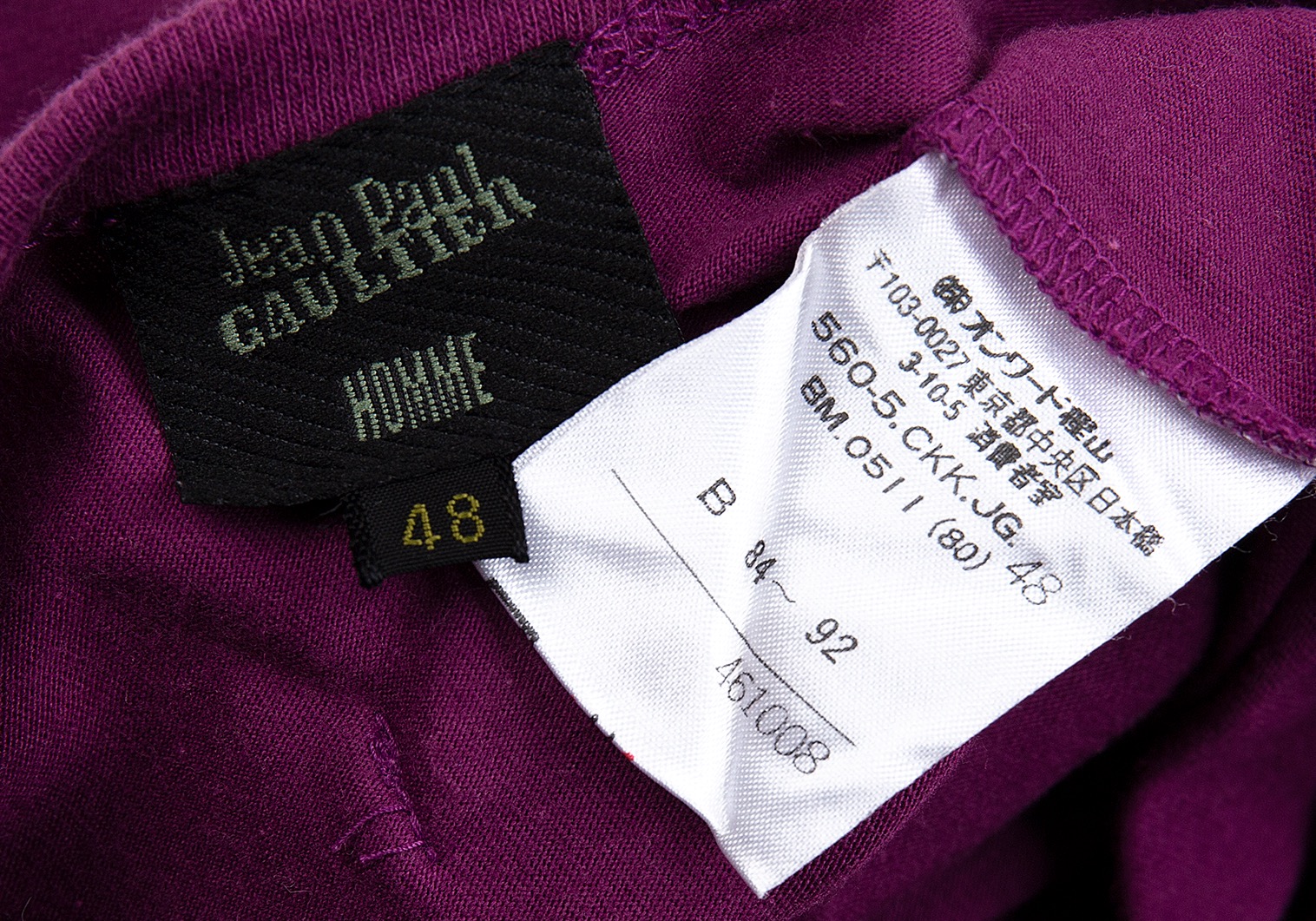 ジャンポールゴルチエ オムJean Paul GAULTIER HOMME 袖ネイティブラインプリントTシャツ 紫48