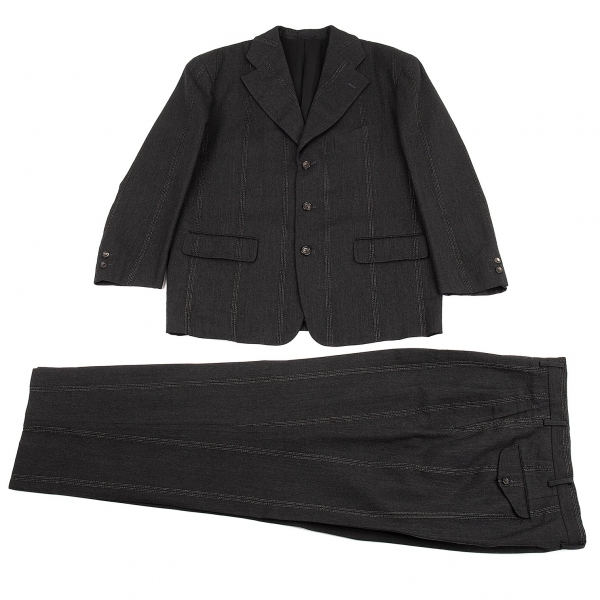 COMME des GARCONS HOMME PLUS Striped Wool Jacket Charcoal M | PLAYFUL