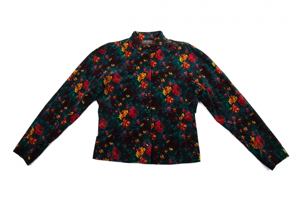 KENZO Flower Printed Velour Jacket Bordeaux,Multi-Color M