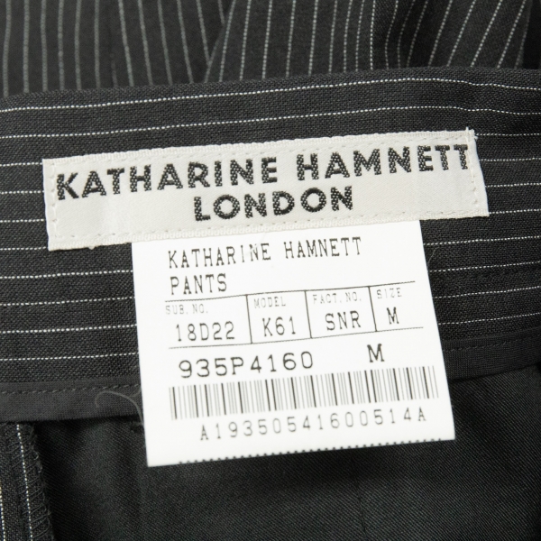 KATHARINE HAMNETT LONDON Wool Rayon Striped Pants (Trousers) Black