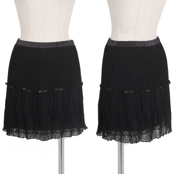 クリスチャンディオールChristian Dior リボン装飾レースミニスカート 黒36